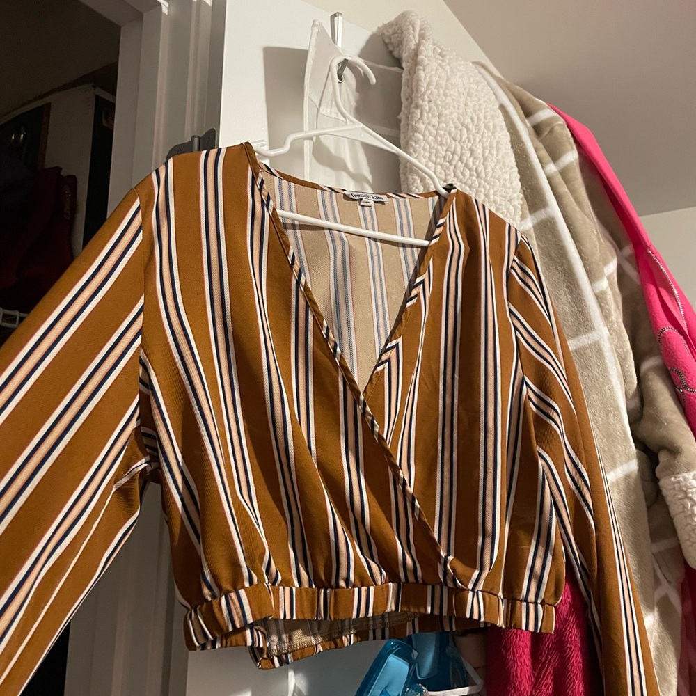 Striped Brown Wrap Top
